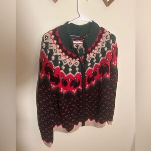 Vintage Eagles Eye Scottie Dog Christmas Zip Up Cardigan